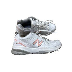 New Balance Women's 608 V5 Casual Comfort Cross Trainer White/Pink Size 9 D Wide